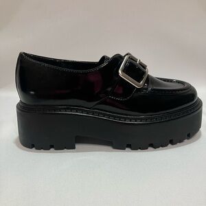 Steve Madden Shiny Black Platform Loafers